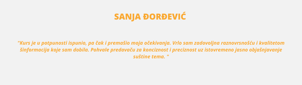 Iskustva koristnika Sanja Đorđević InCentar Beograd